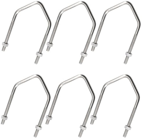 6 Pack 304 Stainless Steel V shaped U Bolt Kit Tube Pipe Clamp with Hex Nut (M6x52x95mm)