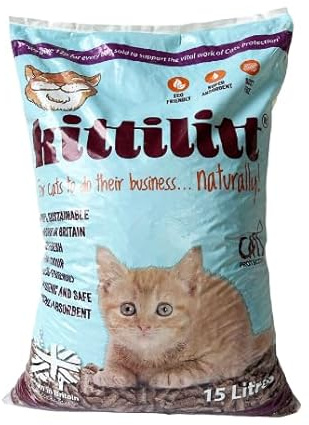KittiLitt Cat Litter | Premium Ultra Absorbent Wood Pellets 10kg Bag | 100% Natural Biodegradable Eco-Friendly High Absorbency & Pet-Friendly | Wooden Pellets