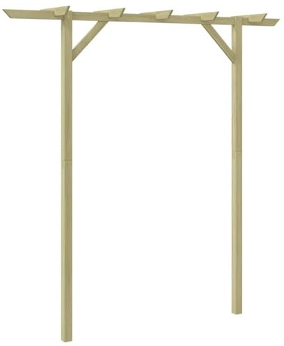 Pergola de jardin en bois de pin 205 x 40 x 203 cm, arche pour rampants avec 2 poteaux 6 x 6 x 200 cm, imputrescible et facile à monter pour entrée extérieure