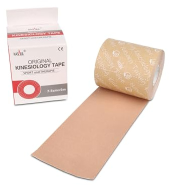 Nasara Original Kinesiologie Physio Tape für Sport und Medizin, Rollengröße 7.5cm x 5m, Beige
