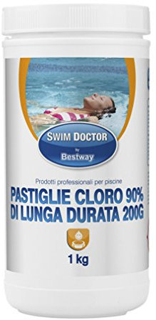 Bestway 59017 Cloro a lunga durata 90% per piscine, pastiglie da 200 gr, 1 kg