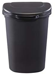 Rubbermaid Commercial Products Touch Top Trash Can/Wastebasket with Lid, 13-Gallon, Small Black Garbage Bin for Home/Kitchen/Bathroom/Bedroom/Office