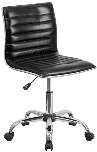Flash Furniture Alan Low Back Designer Armless Black Ribbed Swivel Task Office Chair