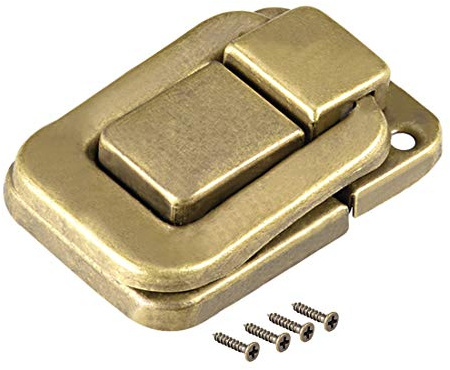 sourcing map Toggle Catch Lock, 48mm Retro Decorative Brass Hasp w Screws for Suitcase Chest Trunk Latch Clasp, Pack of 2