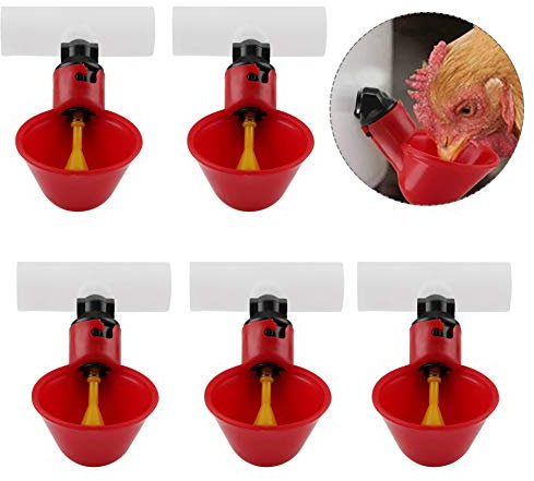 5 Stücke Automatische Kunststoff Chicken Drinker Cups Geflügel Waterer Water Drinking Dispenser Cups Schüsseln Wassertrinker Werkzeug für Vogel Wachtel Taube Huhn Henne(25mm Tube)