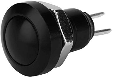 1A 24V Interruptor de botón momentáneo del coche de 8mm, Interruptor de encendido con mini botón a prueba de agua, Carcasa de aleación de zinc-aluminio(Negro)