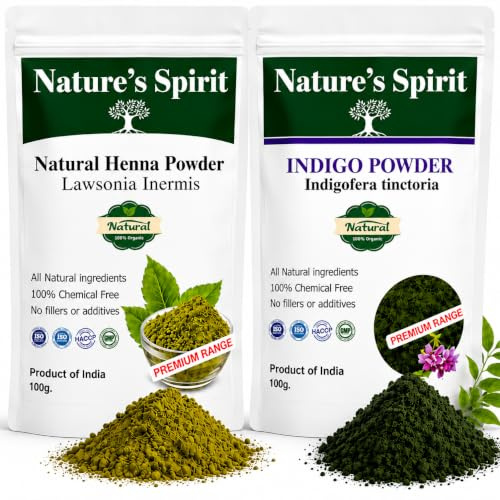 Indaco & Henné Polvere 2 x 100 g Tintura per capelli naturale da marrone scuro a nero tonalità di capelli Premium Triple Filtered Export Grade Henna/Indaco