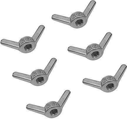 POFET Lot de 6 écrous d’angle en acier inoxydable M10 304 à visser à la main avec écrou papillon