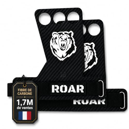 Roar® Karbongrepp, Gymnastik, För Män och Kvinnor, Hypoallergeniska Handtag för Tyngdlyftning, Jättehäv, Räckhäv (S)