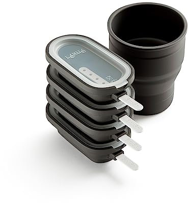 Lékué Molde Helado Creamy + Recipiente de silicona, Marrón, Set de 4