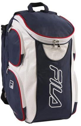 FILA Zaino da Tennis definitivo, Unisex Adulti, Blu Navy, Bianco, Rosso, Einheitsgröße