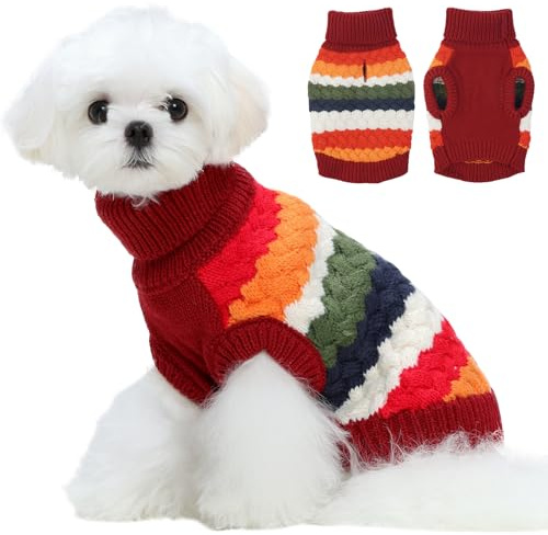 Kuoser Warm Hundepullover, Für Kleine und Mittelgroße Hunde, Fleece Hunde Kleidung, Winter Rot XS