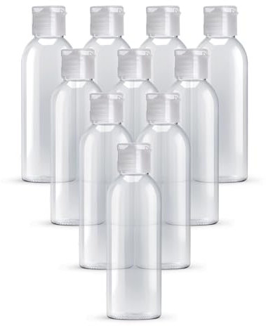 Palm Safe 10 pcs 100ml/3.5 OZ Clear Plastic Travel Bottles Durable Strong Recyclable BPA Free Storage Bottles, Empty Refillable Containers with Flip Cap Leak Proof for Toiletries, Creams, Lotions