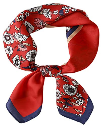 FAIRYGATE Schal Rot Damen Halstücher Damenschal Faux Seidenschal Seidentuch Seide Leicht Seidenschal Bandana Halstuch Kopftuch Elegante Schal Tuch Geschenk für Frauen 29026