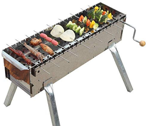 Samnuerly Holzkohlegrill Grill Tragbarer BBQ Edelstahl Klappgrill Campinggrill Tischgrill für tragbares Camping Kochen Kleiner Grill