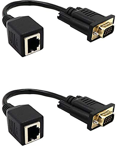 BRIUERG 2X Adaptateur VGA vers RJ45 Câble Réseau vers Connecteur de Câble Réseau VGA Connecteur de Moniteur vers Câble Réseau Prolongateur VGA