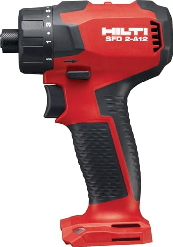 Hilti SFD 2-A12 - Cacciavite a batteria, subcompatto (127 mm di lunghezza), leggero (0,666 kg), trapano esagonale da 1/4, 1600 giri/min, coppia 34 Nm, senza spazzole, 12 V, strumento nudo (2200056)