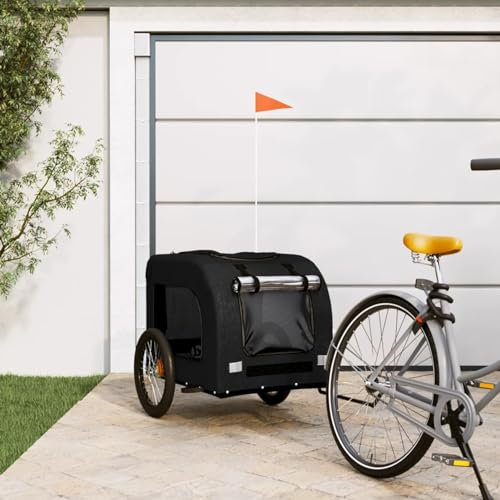 ZEYUAN Fahrradanhänger Hunde Schwarz Oxford-Gewebe und Eisen, Fahrrad Anhänger, Lastenanhänger, Handwagen, Fahrrad-lastenanhänger, Lastenfahrrad 93842