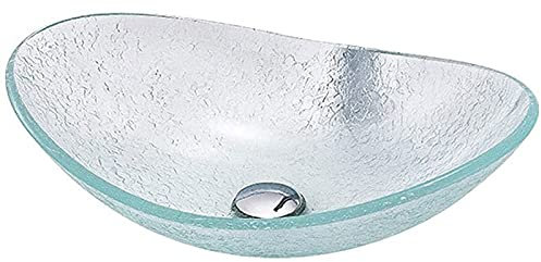 ZYLDDS Bad Waschbecken,Aufsatzwaschbecken Waschbecken Glas Waschtisch,Oval Hand Waschschale mit Wasserhahn Set,für Bad und Gäste WC,C