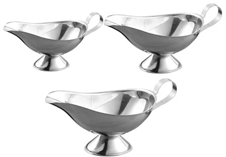 Milisten 3St Saftboot aus Edelstahl Gewürzboote Kaffeesirupe edelstahlschüsseln Stainless Steel Bowl Sauce Tassen Saucenkrüge Bootsform Gewürzglas Gewürzregal Bratensoße