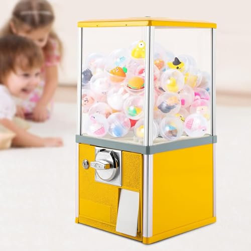 LSHFYV Mini Vending Machine, Vending Machines for Business, Commercial Candy Gumball Machine Huge Load Capacity Candy Vending Machine for Game Stores and Retail Stores for 4.5-5.5cm Ball,Yellow