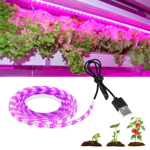 Starnearby Pflanzenlampe LED Vollspektrum, 120 LEDs Wasserdichte LED Lampe Grow, USB Pflanzenleuchte, Pflanzenlichtstreifen Schneidbar Klebebar, Wachstumslampe für Pflanzen Zimmerpflanzen Gemüse (2M)