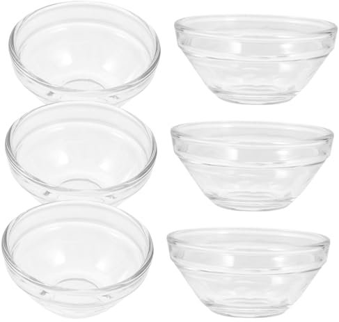 NAMOARLY 6pièces Bols à Dessert Transparents Verre Petits Saladiers Empilables Pour Desserts Pudding Verre Service De Table