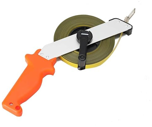 NICCOO Mètre à Ruban en Acier 50m, Mètre d'Arpenteur Millimétrique Ruban de Haute Précision avec Poignée pour Maison, Jardin, Chantier, Mesure de Grande Surface