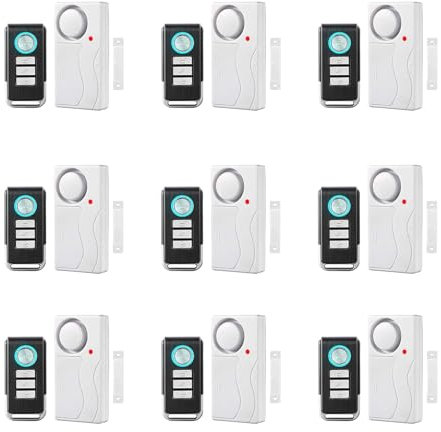 NineLeaf Drahtloser Türalarm mit Fernbedienung, Alarme für offene Fenster, Haussicherheitssensor, Poolalarm für Kindersicherheit, Schiebetür (9er Pack)