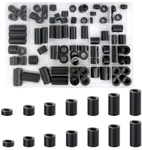 90 Stück Nylon Abstandhalter, ABS Runde Abstandhalter Unterlegscheibe Sortiment Kit M6 M8 Gummi Abstandhalter Isolierung Spalte Standoff Spacer Kunststoff Abstandhalter mit Aufbewahrungsbox