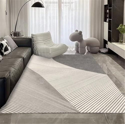 RUGMRZ Flur Teppich Teppich Junge 90x150CM XXL Teppich büro bodenmatte Grau Modernes Streifenmuster weicher waschbarer Teppich