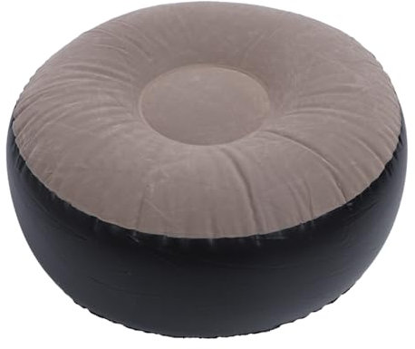 Acouto Tragbarer Aufblasbarer Hocker, Leichter Beflockter Hocker mit Weicher Oberfläche, Ergonomisch Gestalteter Fußhocker für Reisen, Camping, Outdoor-Aktivitäten (Kaffee)