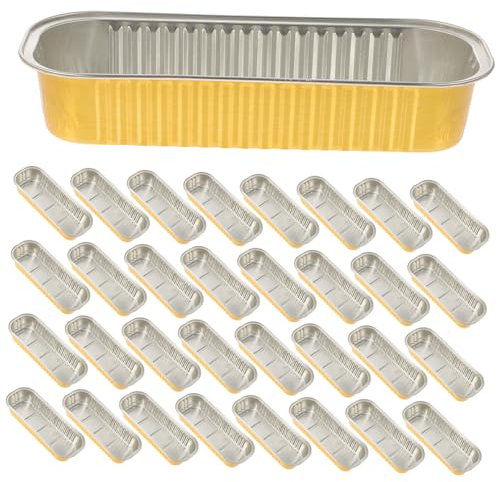 BEBEMOKO 50 Piezas Caja De Lata Desechable Rectangular De Papel De Aluminio Moldes Para Pan Moldes Pequeños De Aluminio Para Comida Para Llevar Para Alimentos Para Hornear y Almacenamiento