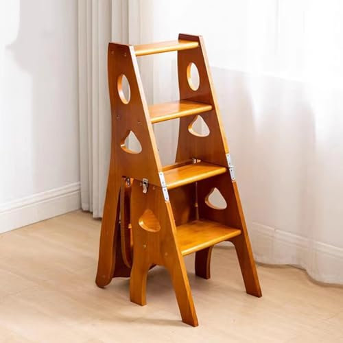 Échelle pliable multifonction à 3 marches en bois pour la maison, la cuisine et la salle de bain, support d'affichage portable pour le salon des adultes, escabeau en bois massif