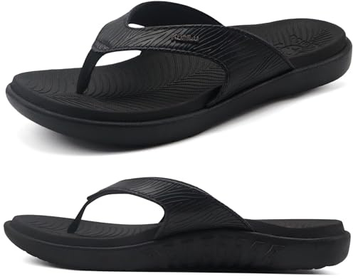 KuaiLu Infradito da Donna 2025 Ortopedia Yoga Mat Elegante Leggero Estive Slip-On Spiaggia Thong Sandali con Comode Supporto per l'arco Plantare, Nero EU38