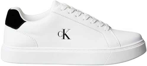 Calvin Klein Uomo Sneakers con Suola Preformata Classic Laceup in Pelle, Bianco (Bright White/Black), 46