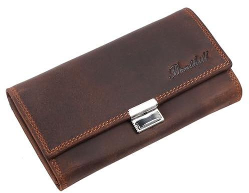 Benthill Waiter Portafoglio Leather - Portafoglio da cameriere in vera pelle con protezione RFID - Portafoglio da cameriere professionale robusto XXL, color:Marrone - Cognac