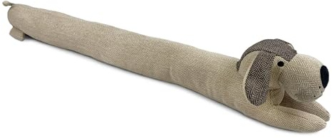 TIENDA EURASIA – Burlete Puerta Entrada | Medidas 90x10x14 cm | Material Poliéster | Relleno de Algodón PP y Arena Natural Lavada | Burlete Puerta (Perro Beige, 90x10x14 cm)