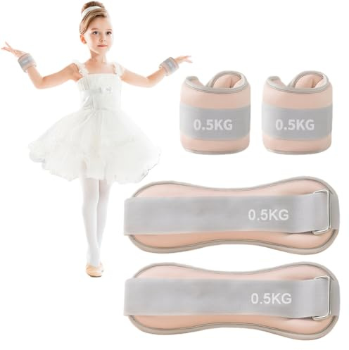 LOMUG Gewichte für Beine und Arme, Einstellbare Fußgewichte - 2er-Set (1 kg Paar, 0,5 kg je), Verstellbares Fußgelenkgewichte Set für Anfänger und Kinder Yoga, Pilates, Tanz, Barre, Laufen, Cardio