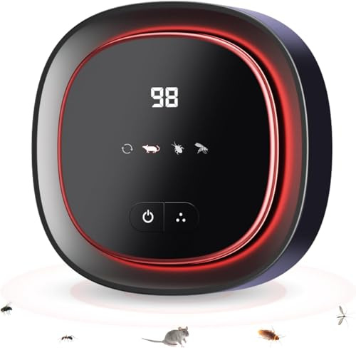 Ahuyentador de Ratas, 4 Modos Repelente Ratas y Ratones, 360° Ultrasonido Arañas, 300m² Ahuyentador de Ratones, Repelente Ultrasónico de Plagas para Mosquitos, Arañas, Polillas, Cucarachas, Hormigas