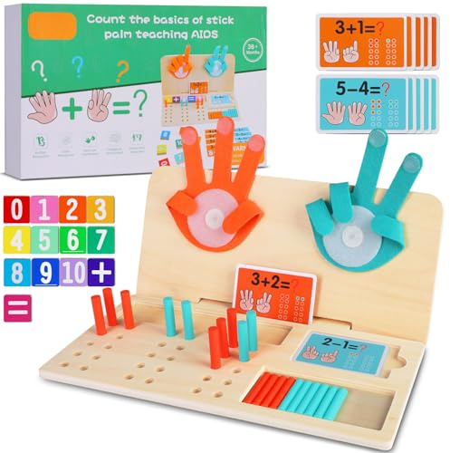 Quanquer Montessori Math Number Blocks Toys for 3 4 5 6 Year Olds Boys Girls, Educational Toys Wooden Board Counting Games for Kids, Christmas Birthday Gifts for Boys Girls