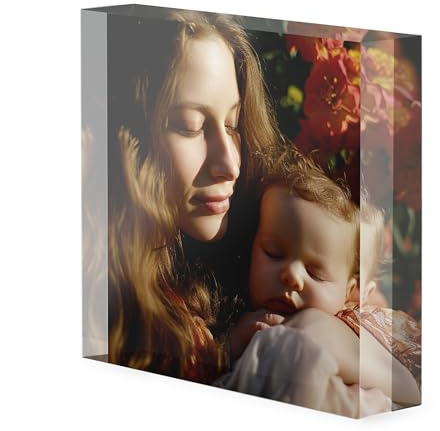 Personalised Photo Print Acrylic Block - Square Freestanding Picture Plaque 10x10cm - Custom Image Display Gift for Him Her Couples for Birthdays, Weddings, Anniversaries or Memorials