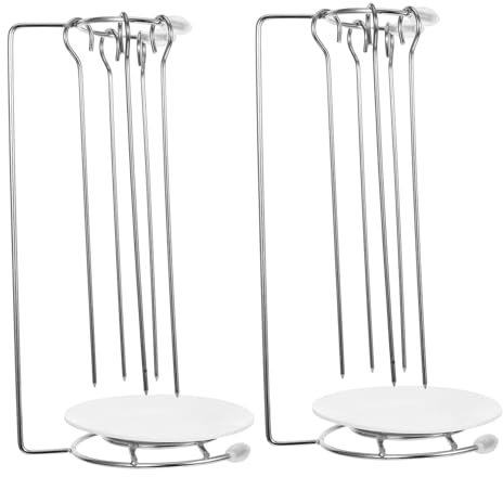 Hemobllo 2 Ensembles Support de Brochettes Acier Inoxydable Pratiques pour Barbecue Facile pour Cuisine Plein Air