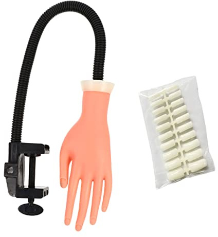 NOLITOY Modèle De Main D'entraînement Pliable En Silicone Avec 500 Ongles Artificiels, Adapté Pratique Du Nail Art, Usage Professionnel Et Loisir