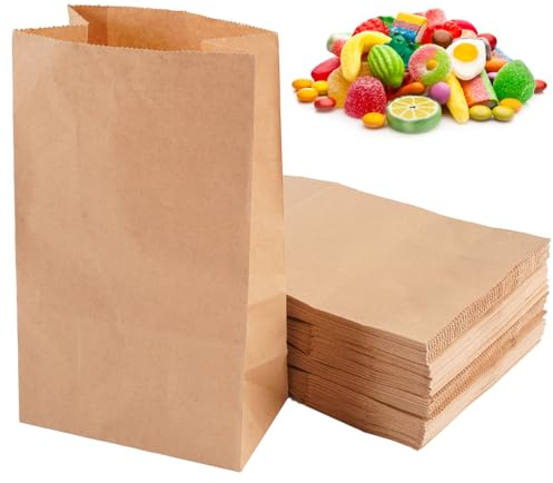 100 Pièces Sac en Papier Kraft, 21 x 12 x 7 cm Sacs en Papier Marron, Surface hydrofuge et oléofuge, pour Fêtes d'Anniversaire, Mariages, Festivals, Magasins d'Alimentation, Cafés, Sandwich, Pain