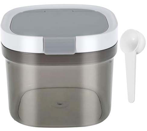 Mjölkpulver förvaringslåda 800 ml mjölkpulver behållare baby på vägen med sked förnäringsförvaring transparent förseglad stapelbar för kaffebönor mjöl havregryn bakingredienser (800 ml)