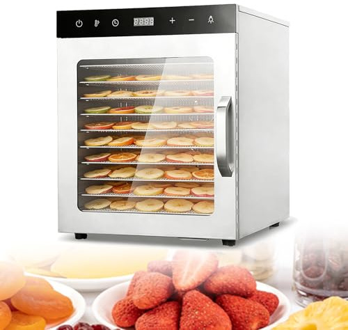 Stainless Steel Food Dehydrator, Commercial Drying Fruits Machine, Food Dryer Uk With Digital Timer And Temperature Control, 30~90℃ Temperature Setting, Max 24h, For Drying Fruit, Meat, Vegetables