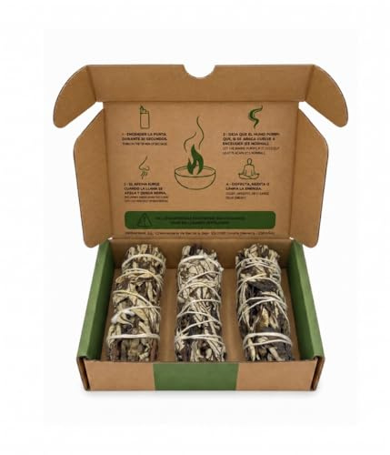 SALVIA | Yerba Santa Smudge Bundle 10 cm 3-Pack | Naturlig Rökelse | Örtig Doft | För Meditation, Avslappning & Hemdoft