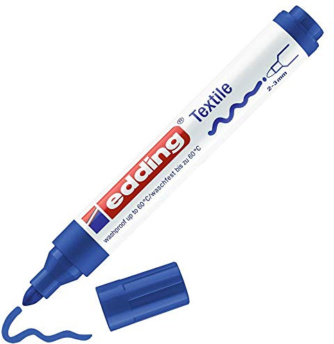 edding 4500 Textilmarker - blau - 1 Stift - Rundspitze 2-3 mm - Textilstifte waschmaschinenfest (60 °C) zum Stoff bemalen - Stoffmalstift