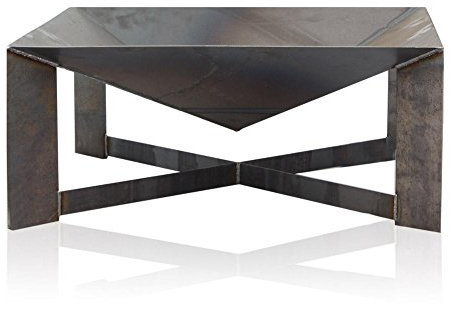 Feuerschale LINCOLN Stahl - Feuerstelle für Draußen: Terrasse Garten Balkon oder mit Schwenkgrill zum Grillen - Design-Schale mit 4 Füßen für gemütliche Feuer